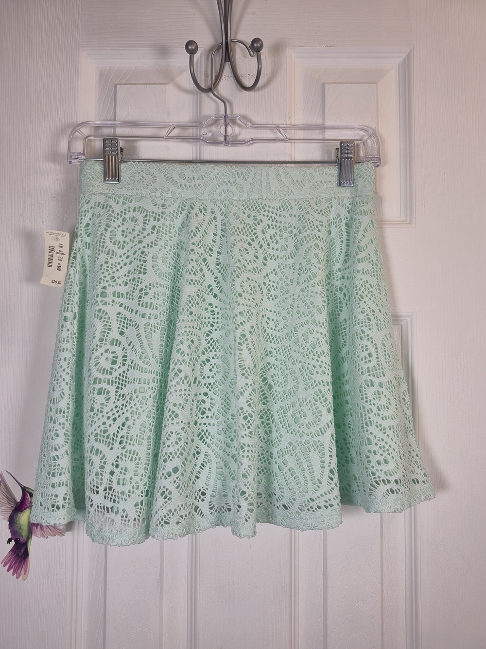 Aeropostale Mint Green Floral Lace Mini Skirt Size Small